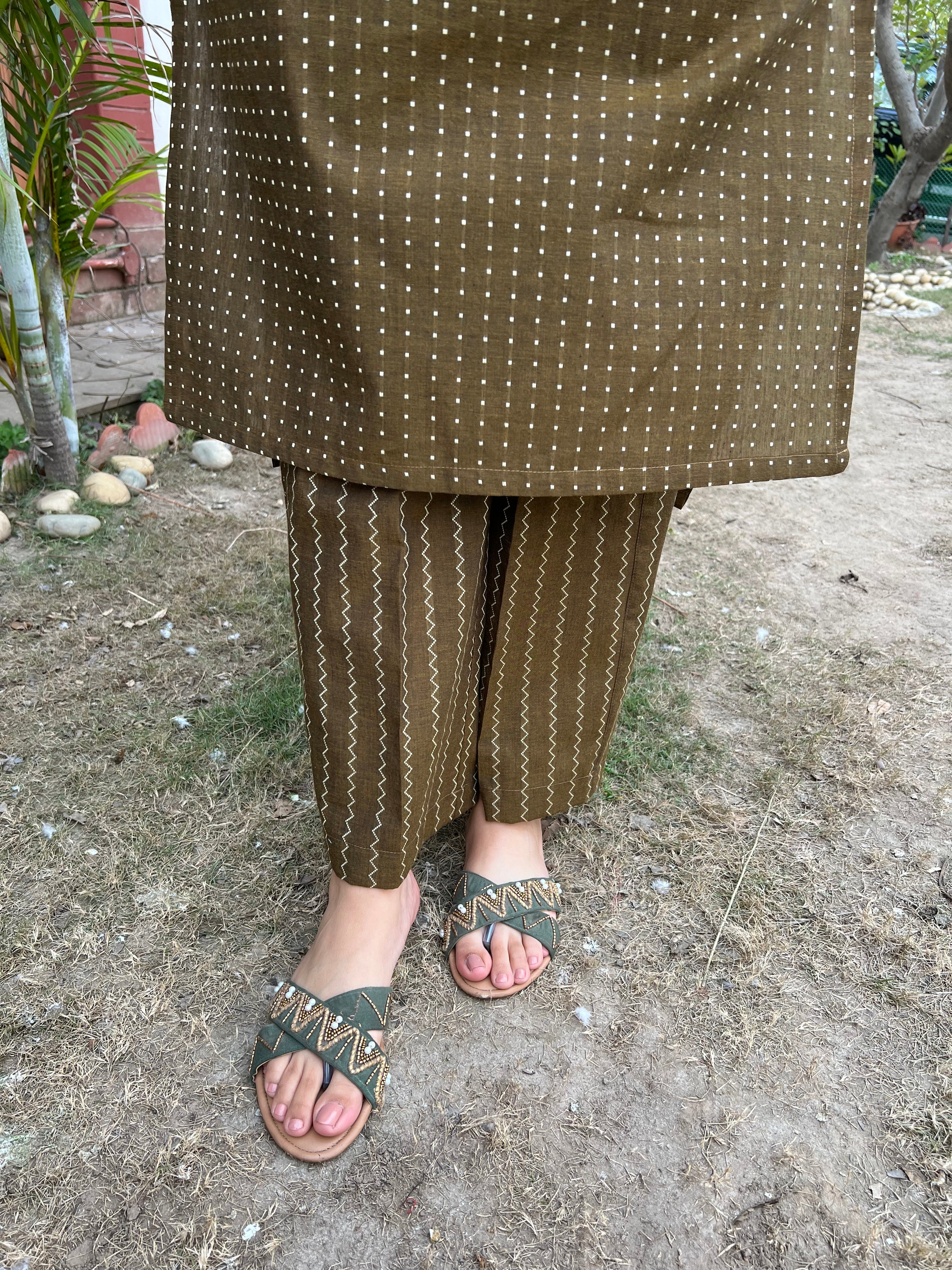 Mehendi Green Buti Pant - MYSANSKRITAM