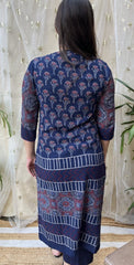 Royal Blue Ajrakh designer Kurta - MYSANSKRITAM