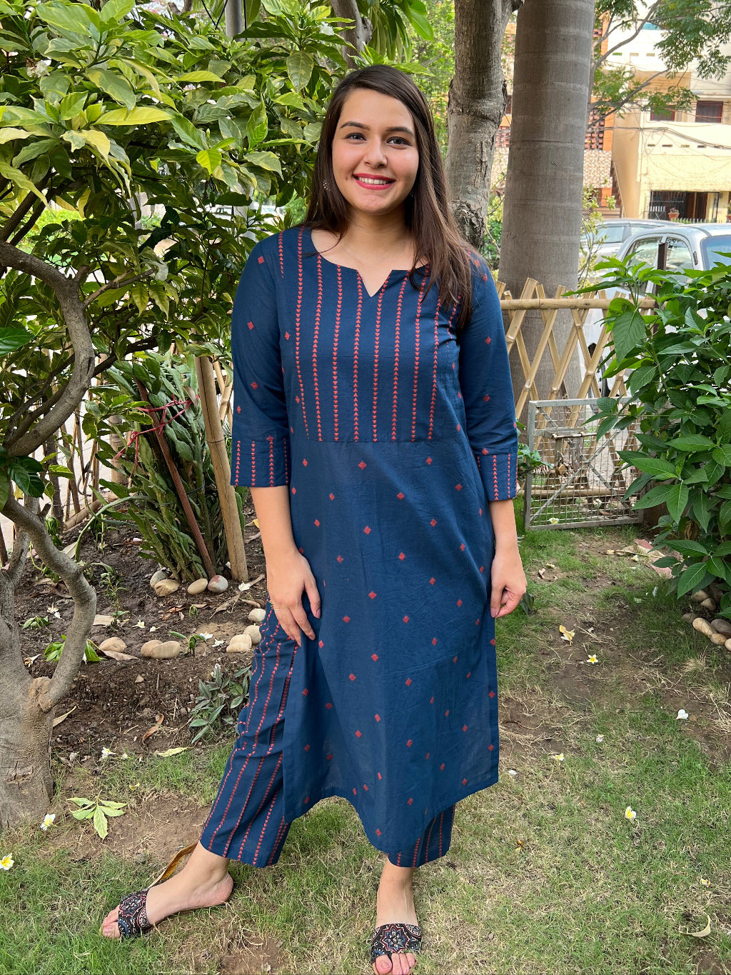 Blue Buti South Cotton Co-ord Set by Sanskritam