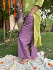 Pista Green Lavender Banarsi Cotton Silk Suit Set - MYSANSKRITAM