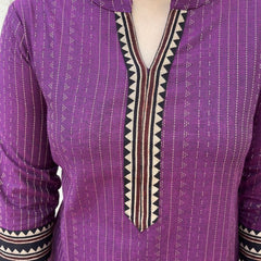 Purple Basic Ban neck kurta - MYSANSKRITAM