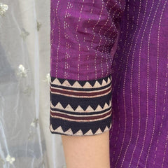 Purple Basic Ban neck kurta - MYSANSKRITAM