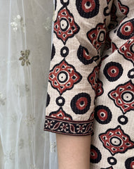 Cream Maroon Yoke Kurta - MYSANSKRITAM