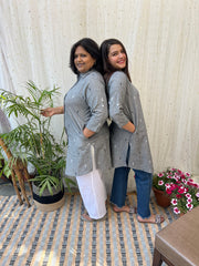 Grey Jacquard Shirt - MYSANSKRITAM