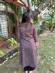Grey leaf aline kurta