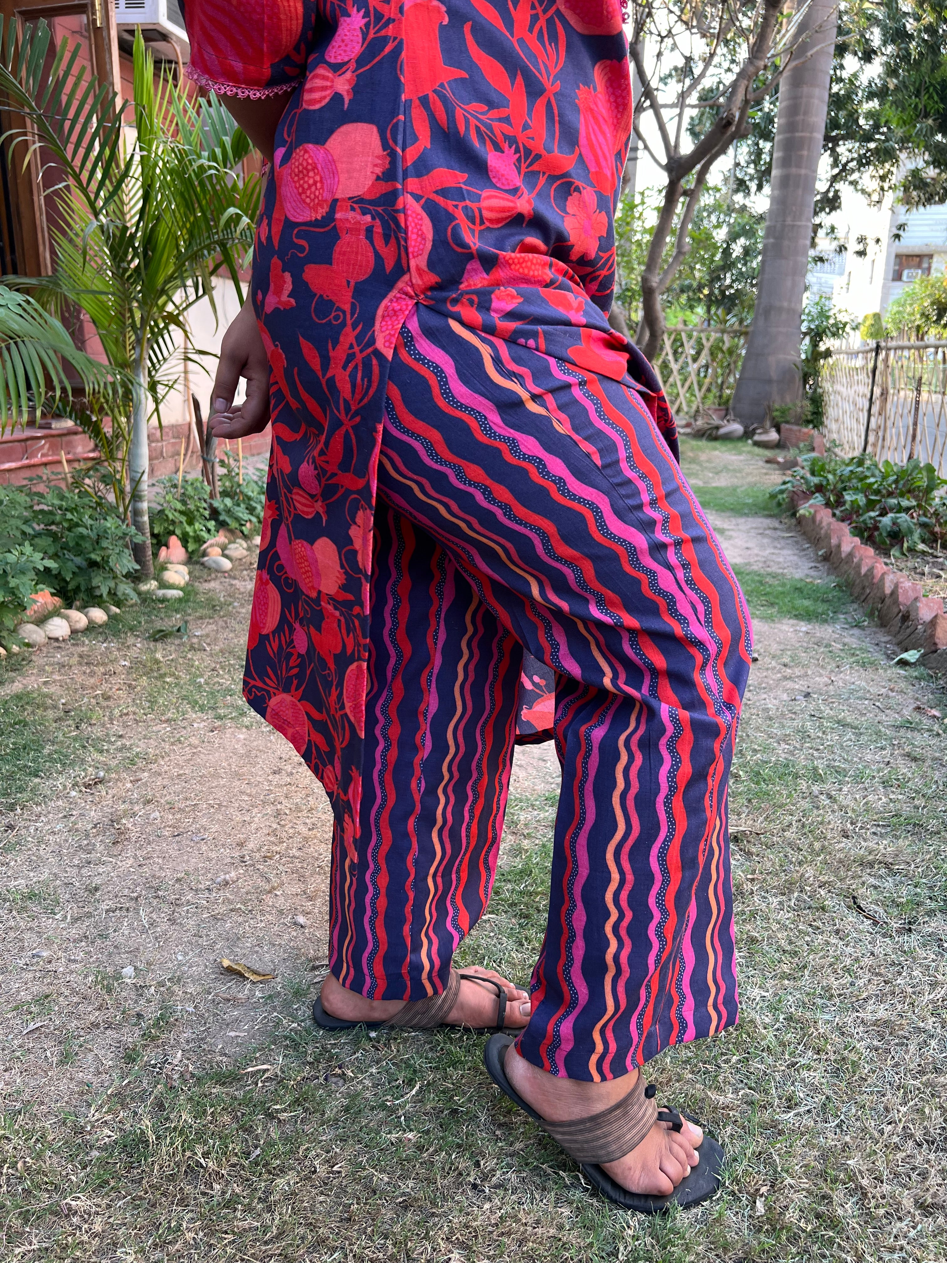 Royal blue anar zig zag palazzo - MYSANSKRITAM