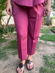 Onion Pink Straight Fit pant - MYSANSKRITAM