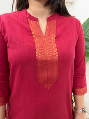 Red Narayanpeth border kurti