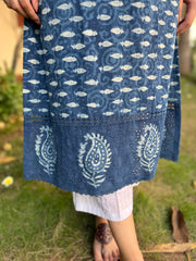 Indigo Buti kurta with Chikan border - MYSANSKRITAM