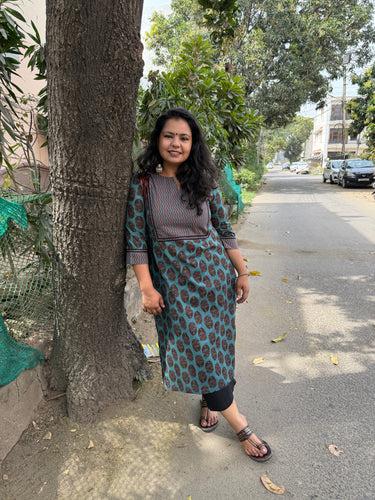 Peacock Rust yoke kurta