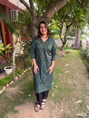 Forest flower V neck kurta