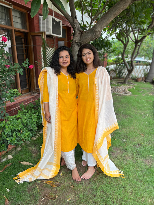 Yellow lines kurta only - MYSANSKRITAM