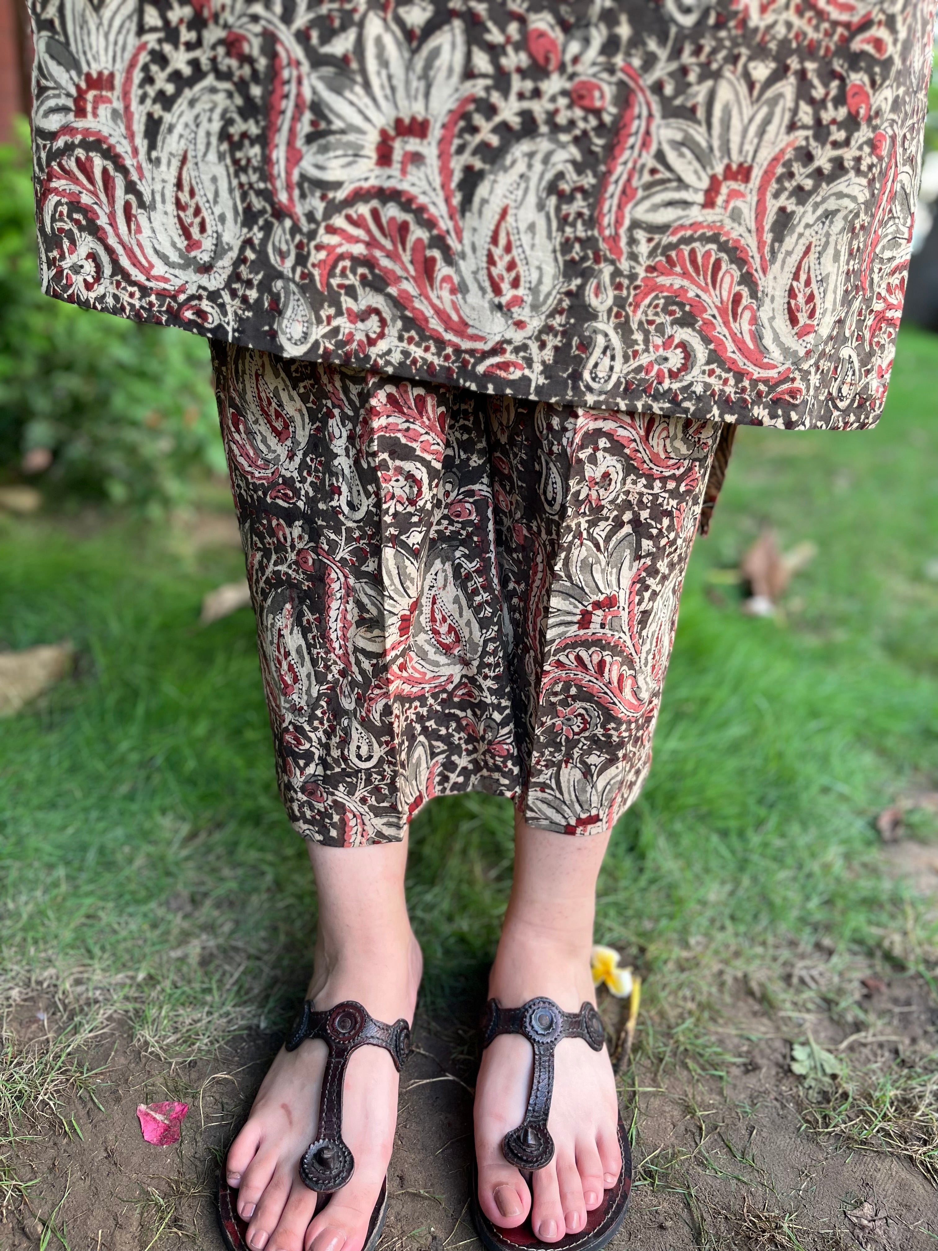 Mehendi Green Kalamkari Palazzo - MYSANSKRITAM