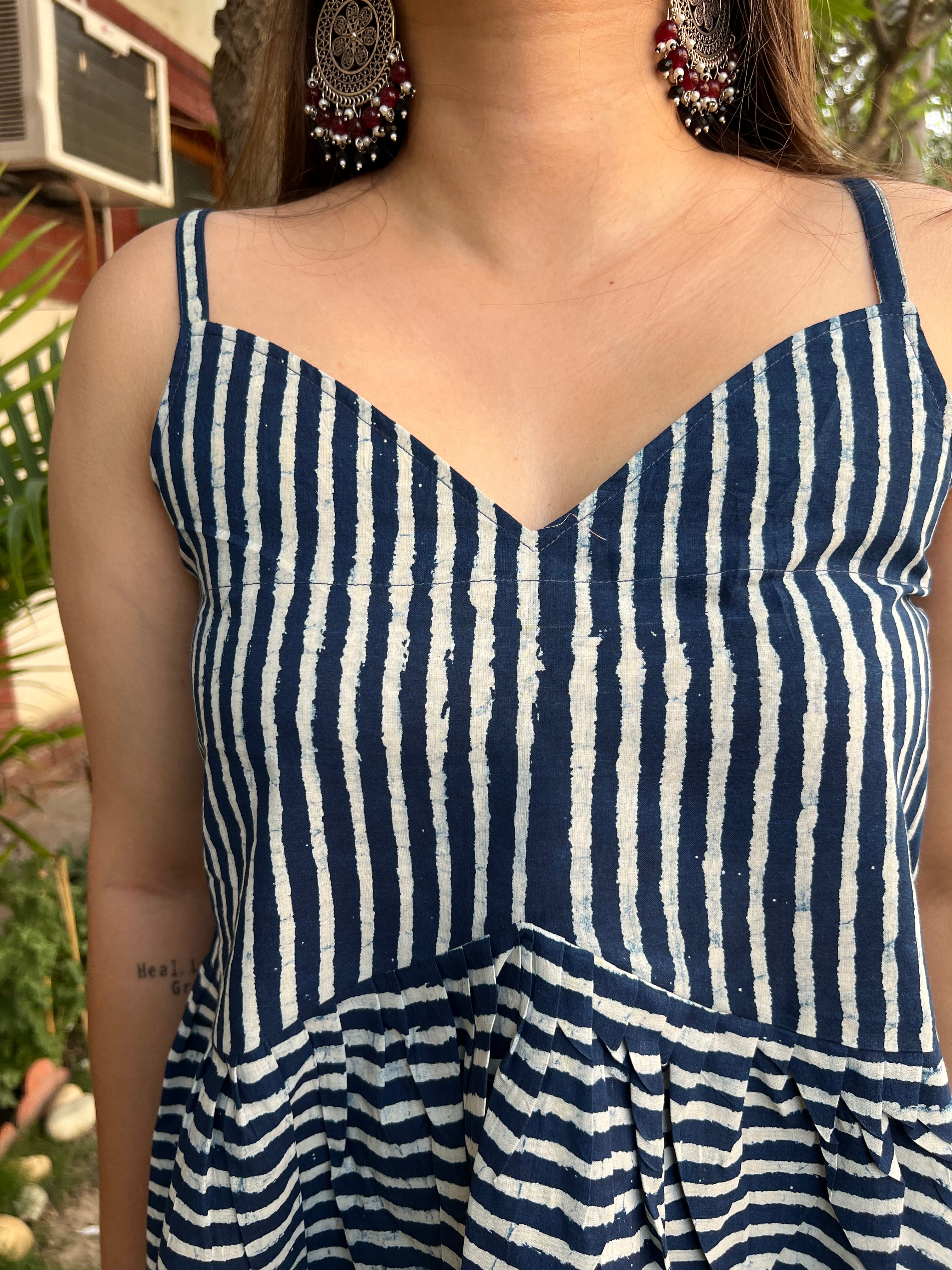 Indigo Lines Strap Top - MYSANSKRITAM