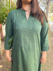 Green South Cotton Aline Kurta