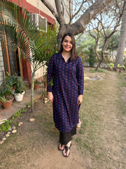 Blue Woollen Collar Kurta