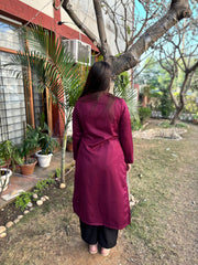 Wine Kullu style woollen long kurta