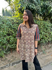 Beige Handblock designer top