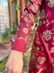 Maroon Floral Spun suit set