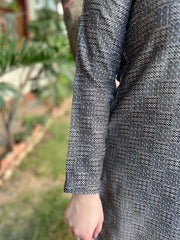 Grey Black geometric woollen kurta