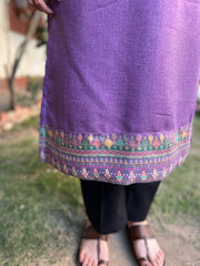 Lavender border woollen kurta