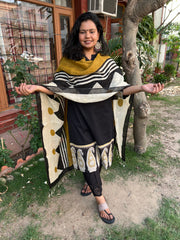 Black Big border Kurta with Linen Duppata - MYSANSKRITAM