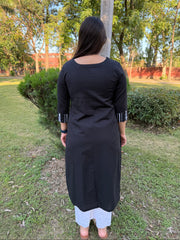 Black Yoke embroidered Solid kurta