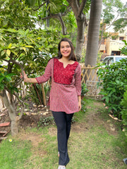 Maroon lines yoke kurti - MYSANSKRITAM