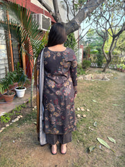 Grey Floral Spun suit set