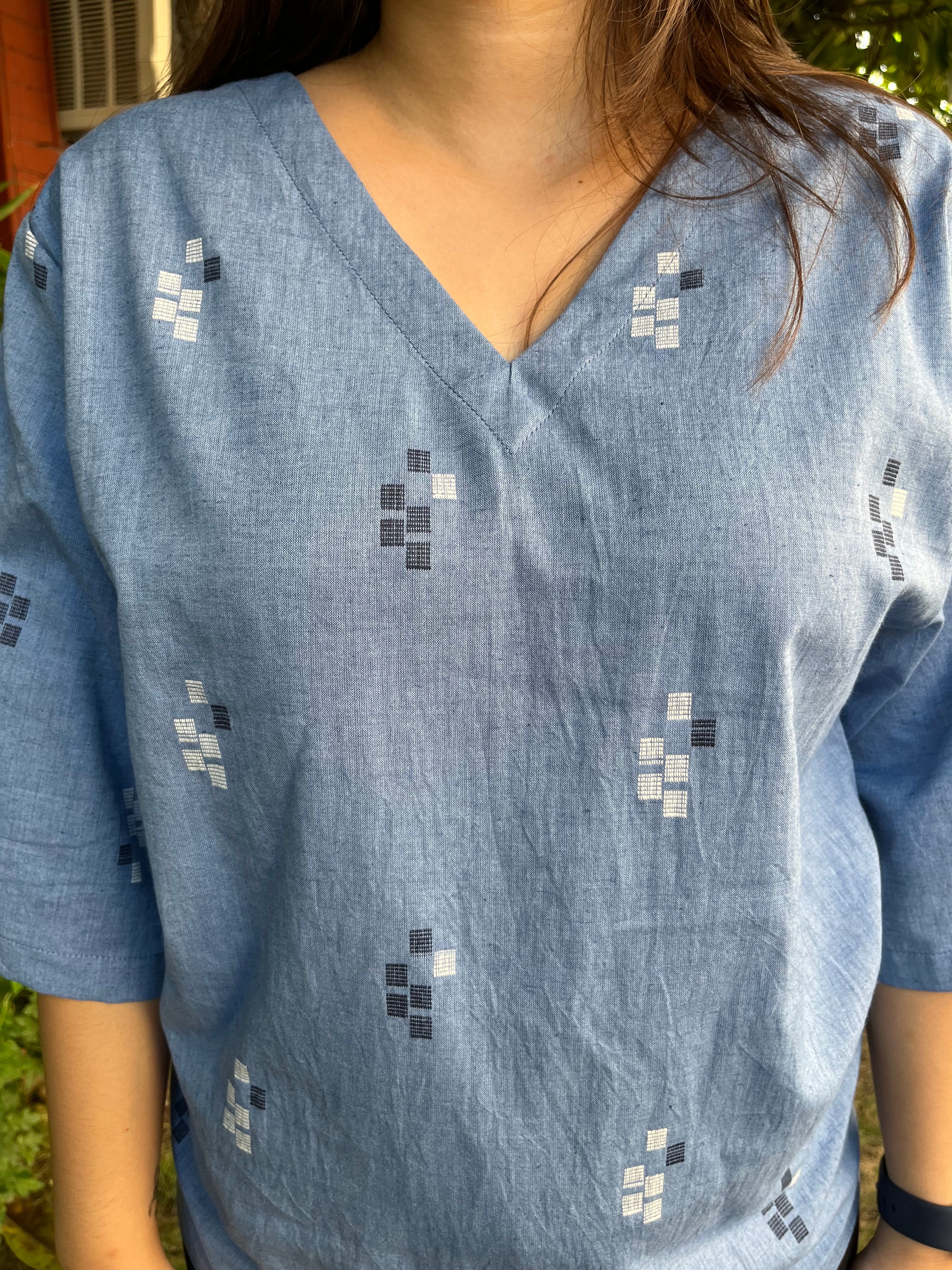 Blue South Cotton Top - MYSANSKRITAM