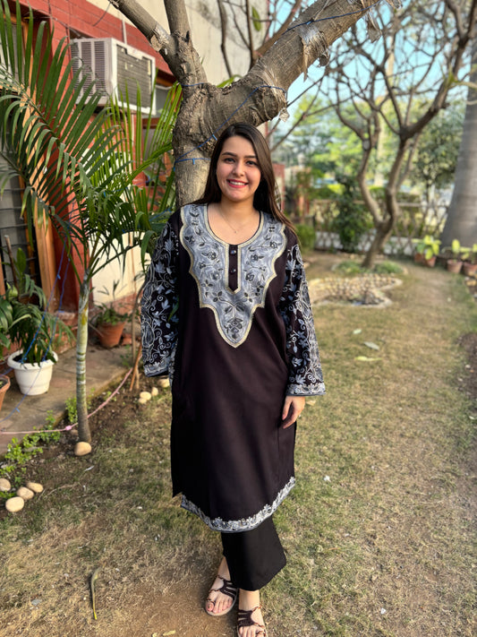 Black fully embroidered Phiran