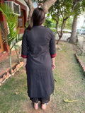 Black Border kurta with South cotton ajrakh duppata - MYSANSKRITAM