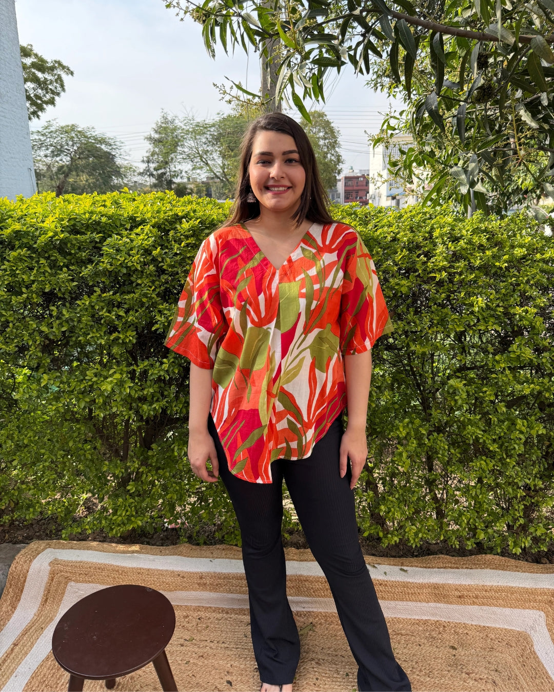 Tropical multi print top