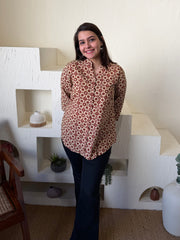 Cream Maroon Geometric Shirt by Sanskritam