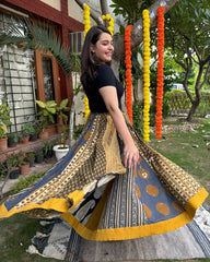 Mustard Multi Ajrakh skirt