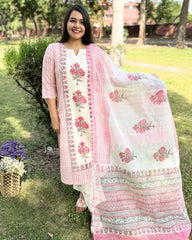 Pink Handblock Full suit set