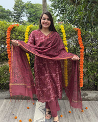 Pink Ambi Chanderi full suit set