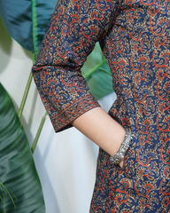 Blue Sanganeri Pintucks suit set