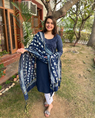 Blue embroidered kurta only