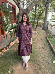 Purple floral A-Line Kurta