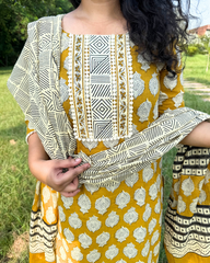Mustard Bagru full suit set