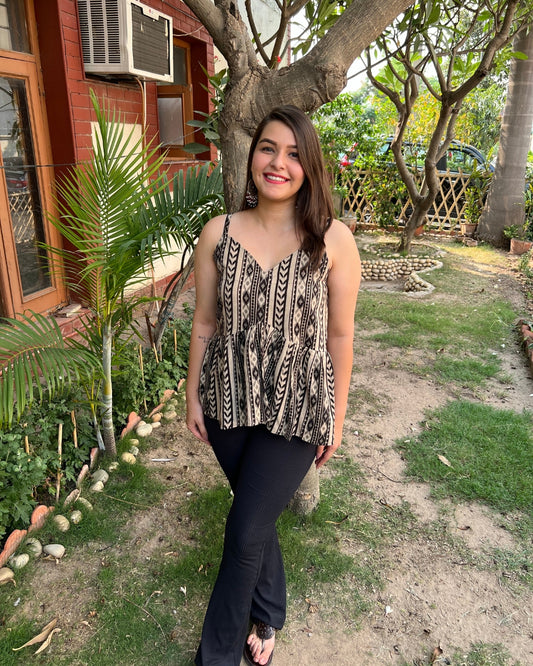 Brown Geometric Top
