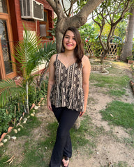 Brown Geometric Top