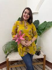 Mustard flower short kurti