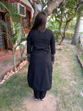 Black Woollen suit set with Shawl - MYSANSKRITAM