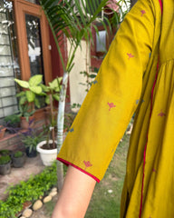 Mustard buti gather style Coord set