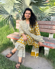 Mustard Bagru full suit set