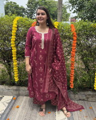 Magenta Buta Aline full suit set