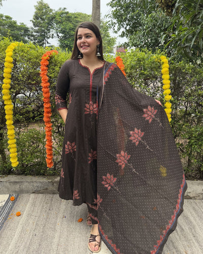 Black bindi Lacework Aline full suit set