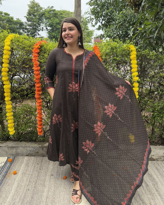 Black bindi Lacework Aline full suit set